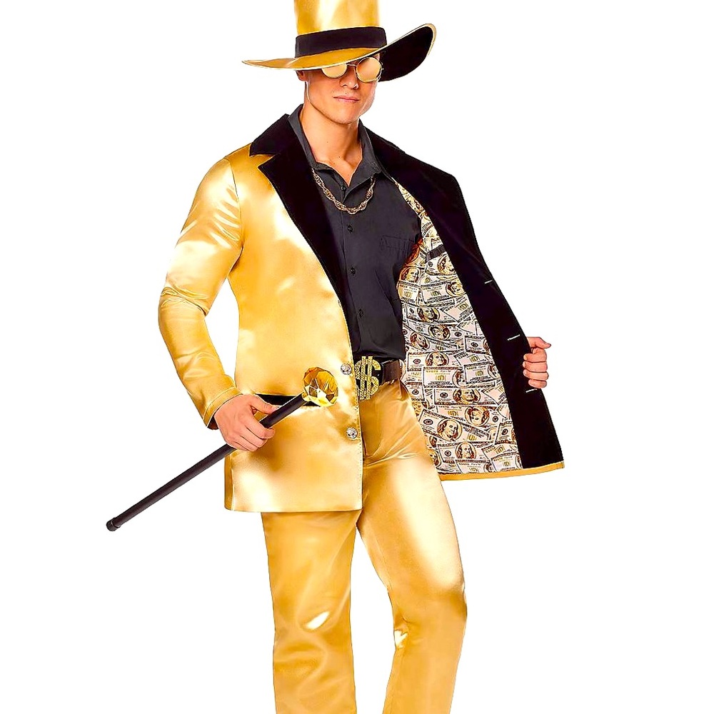 Gold pimp adult Extra Large party outfit for men